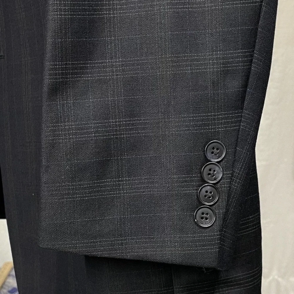 Paul Dione Classic Mens 46R Wool Blazer Jacket Charcoal Gray Glen Plaid Canada